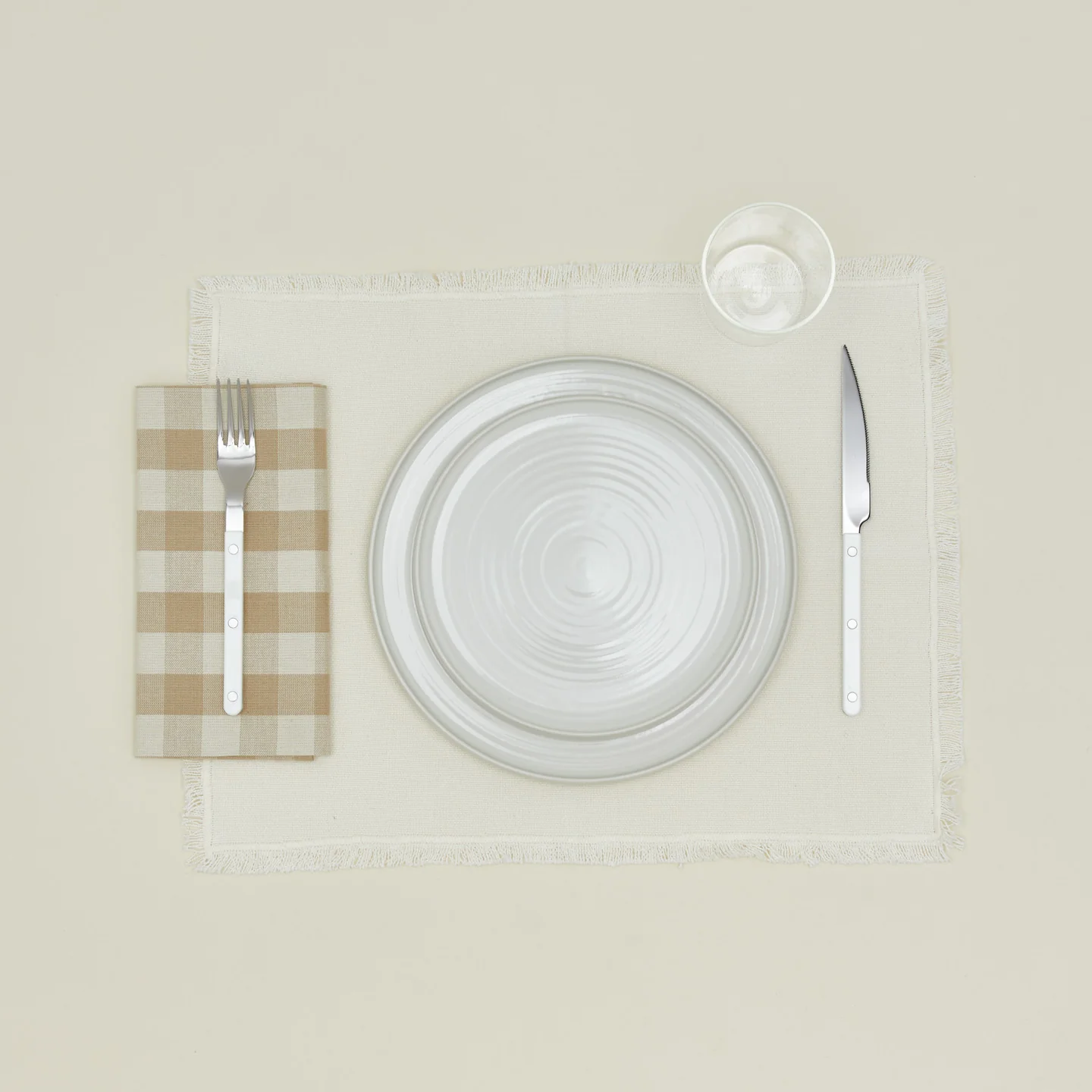 Essential Gingham Dinner Napkin, Set of 4 - Ivory/Flax