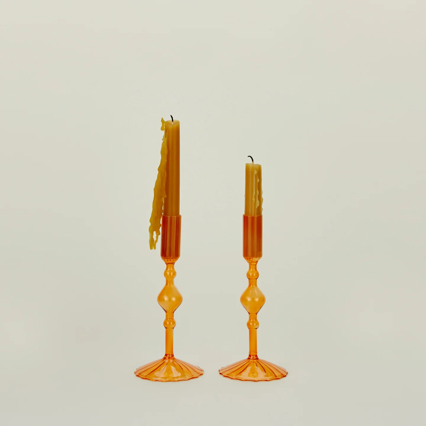 Pleated Candle Holder, Set of 2 - Orange
