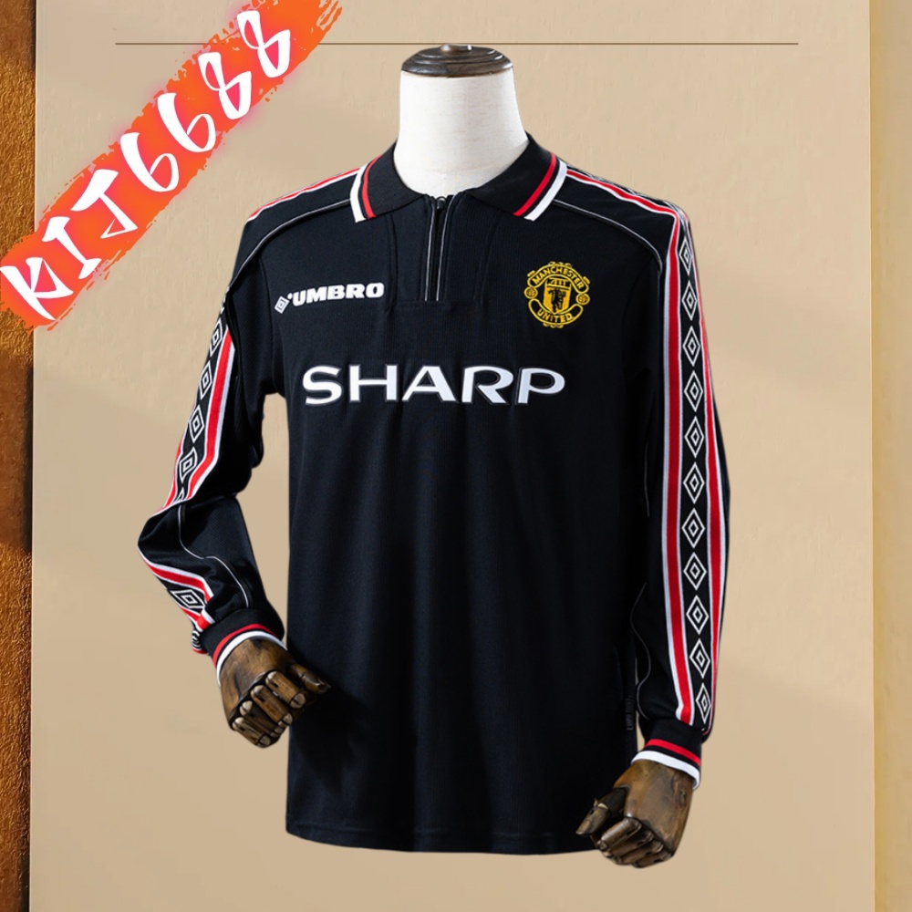 98/99 Manchester United Black long sleeved retro football jersey