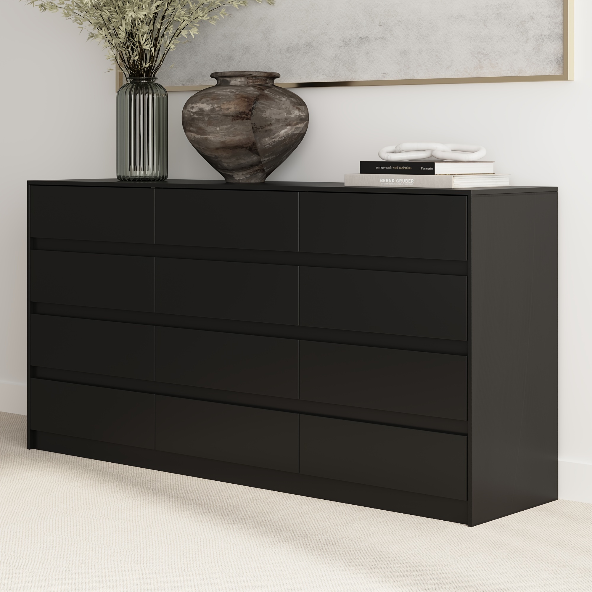 High-end 12-drawer storage cabinet - durable white maple wood multi-layer design, equipped with smooth sliding rails