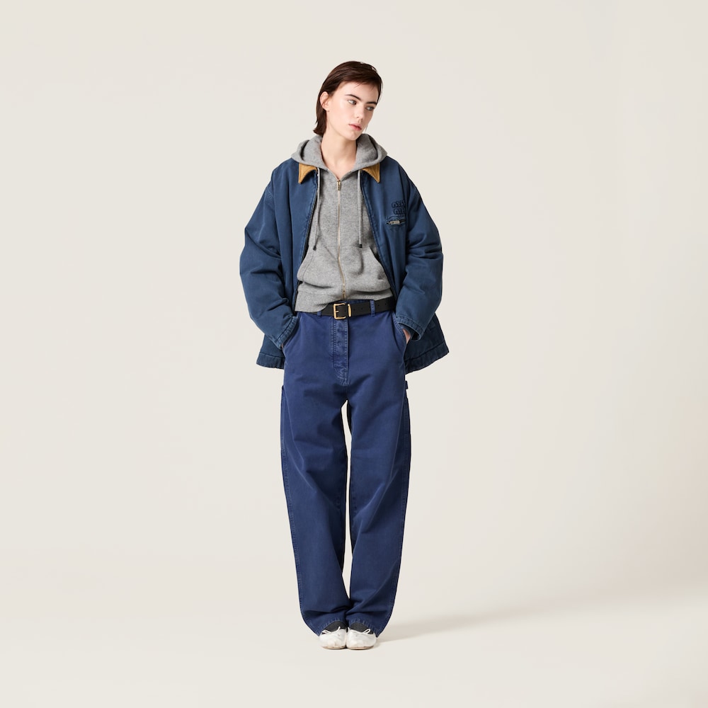 Garment-dyed gabardine pants