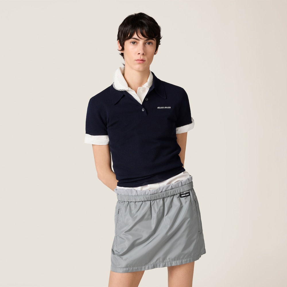 Technical silk miniskirt