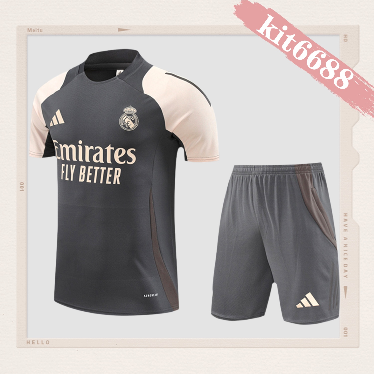 2024/2025 Real Madrid Grey Adult Short Sleeve Training Suit (Adult Kit)