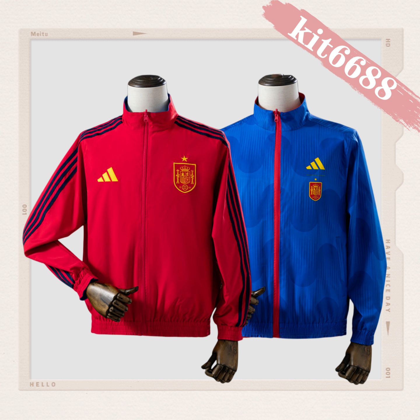 2026 Spain Reversible Jacket Windbreaker - Red & Blue