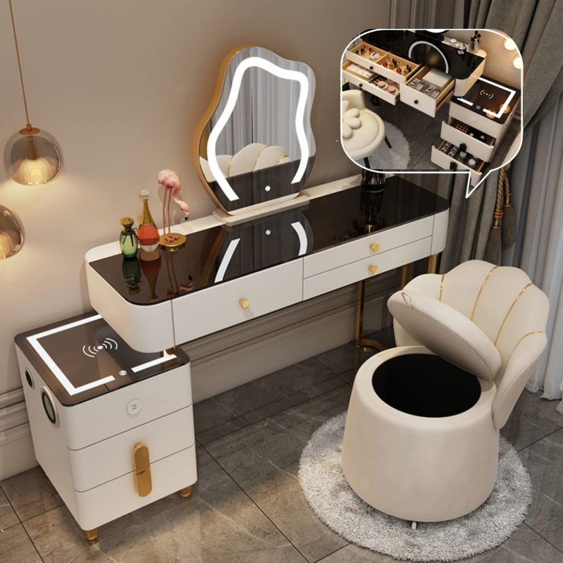 Dressing Table Makeup Dressing Table with Charging Stand and Bluetooth Speaker