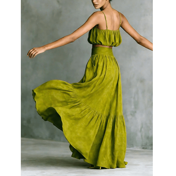 CROP CAMI-TOP EN MAXI-ROK TWEEDELIGE SET