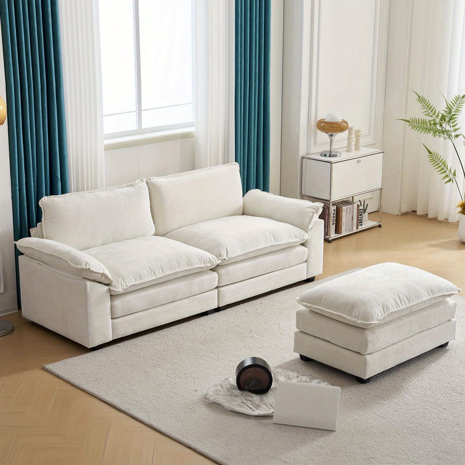 Double-layer modular sofa in chenille teddy velvet