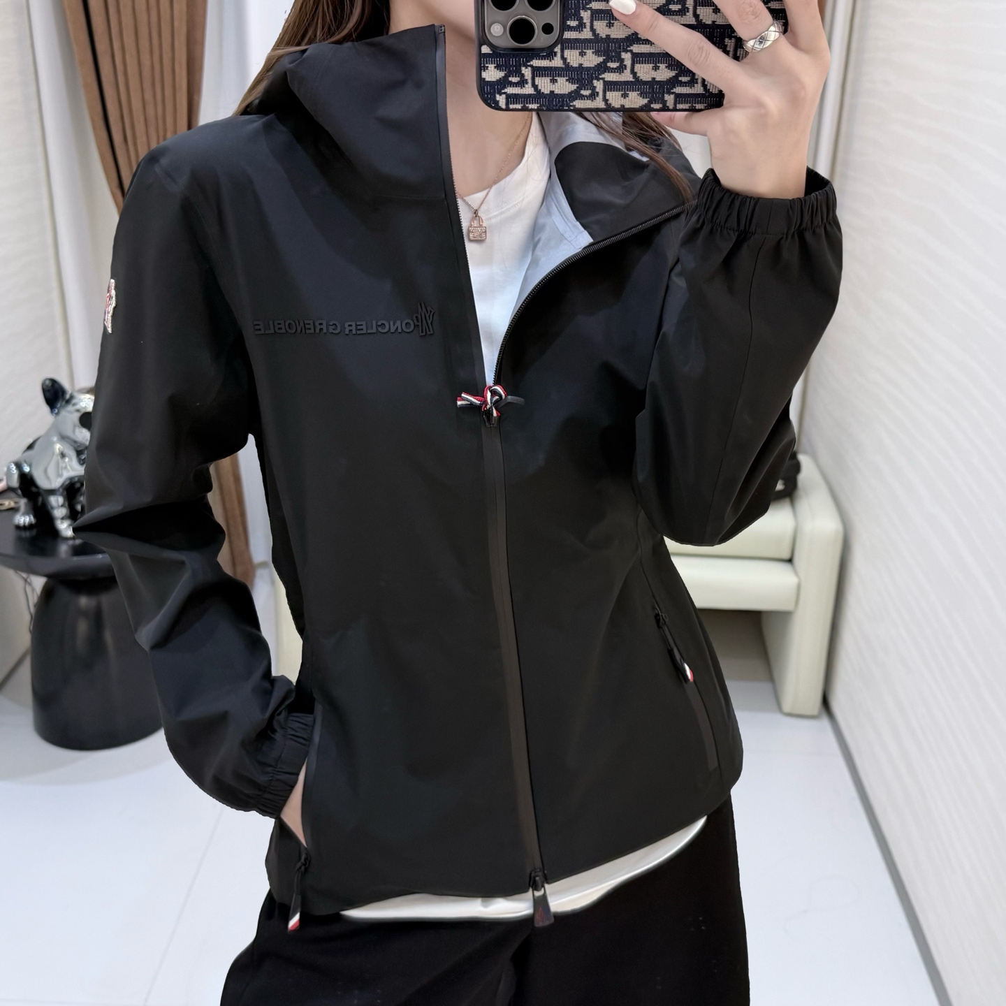 Moncler 2026 Autumn Winter Women's Jackets Polyester Hooded Tassel Zipper Casual Slim Woman's Coats MKDFWJ26011