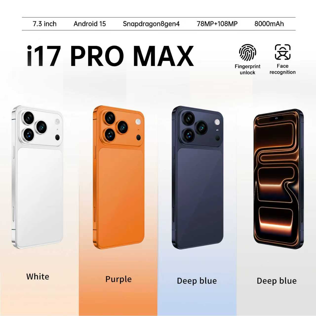 GPT-Phone17 Pro Max Smartphone Dynamic Island Seitlich angebrachte Kamerataste 16GB+1TB flüssiger Prozessor