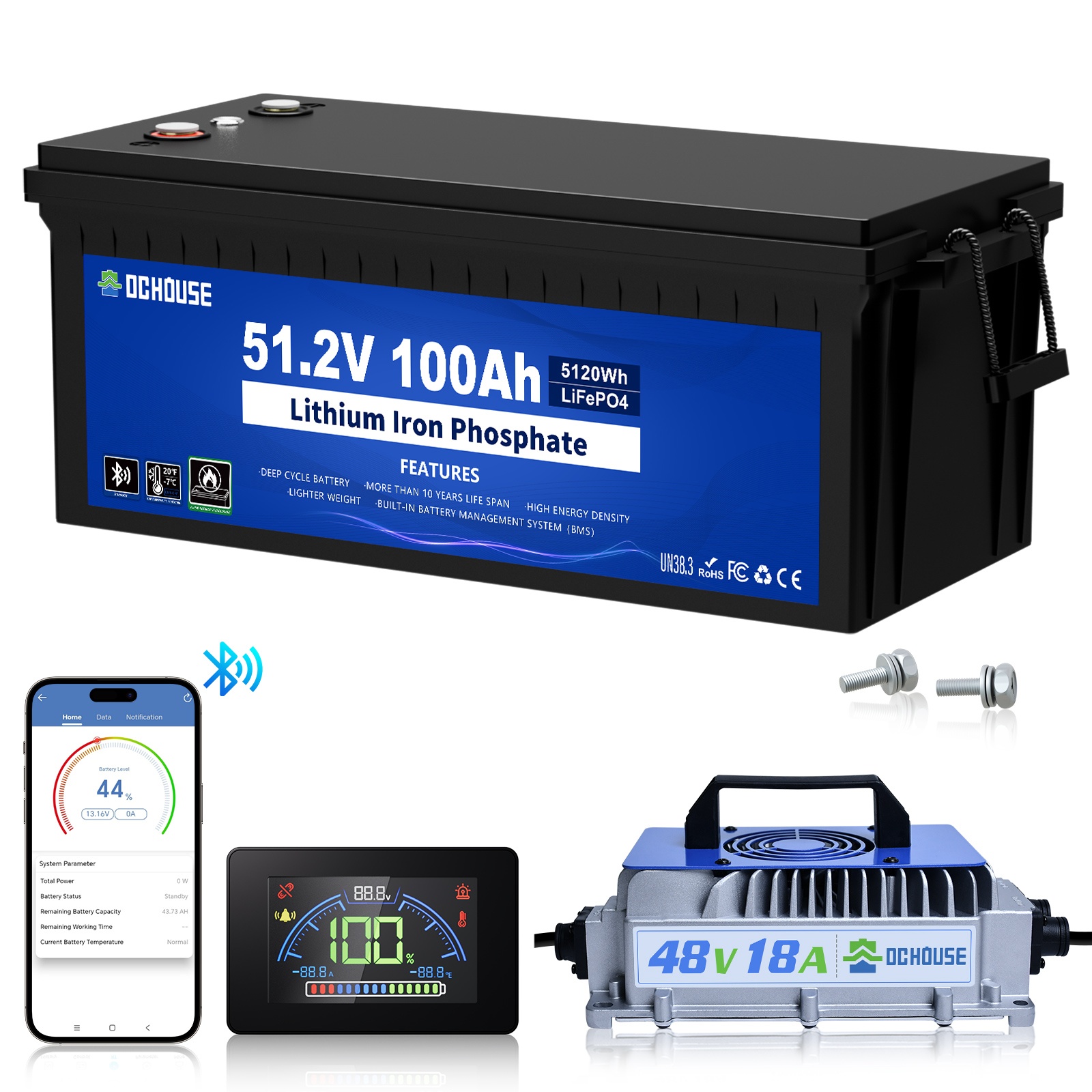 Lithium battery 48V 100AH plastic model + 18A charger