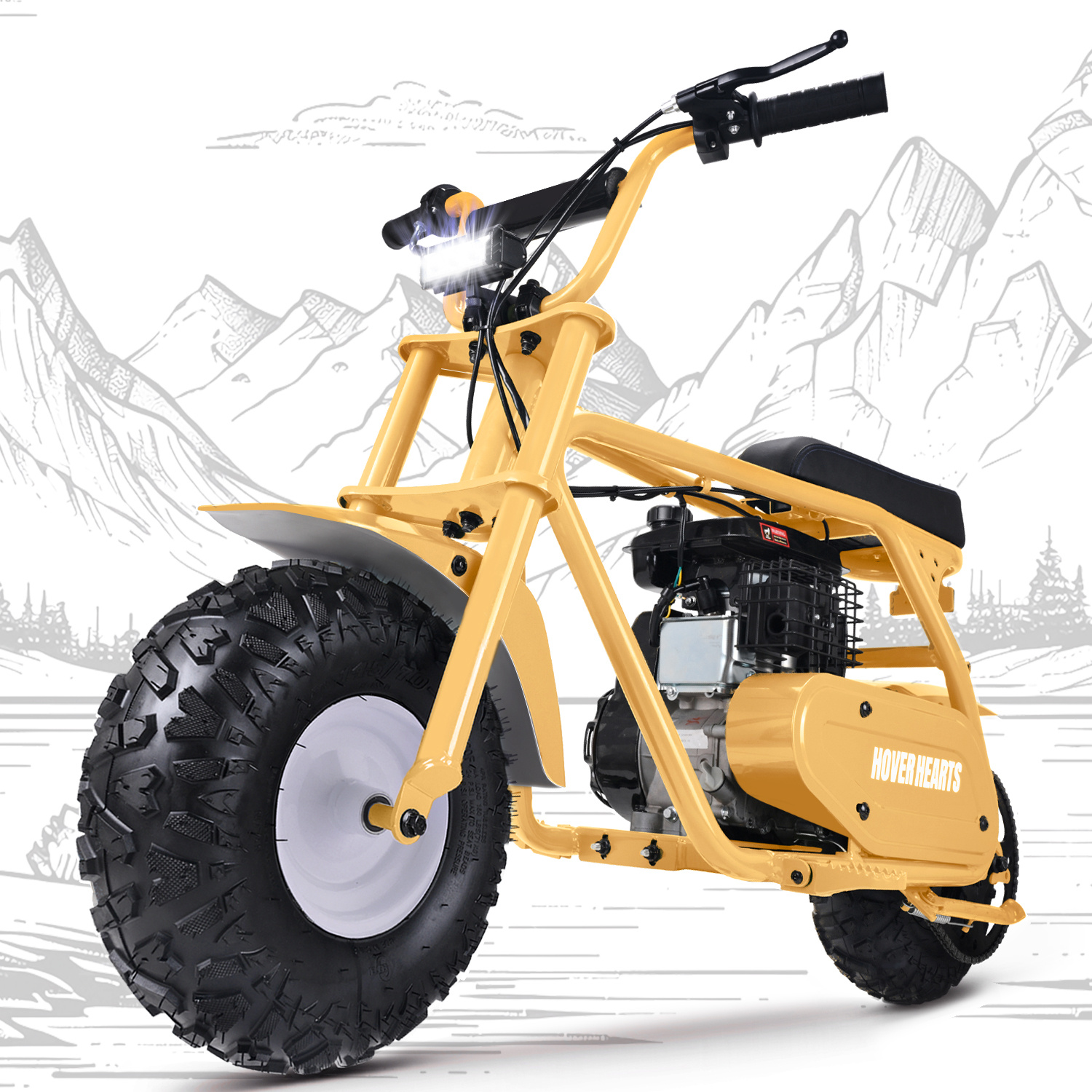 99cc four-stroke gasoline motorcycle, all-terrain mini off-road motorcycle, with LED headlight, top speed 34.5KM/H, maximum load capacity 200LBS, MB001 sports and outdoor recreational motorcycle, recommended as a gift