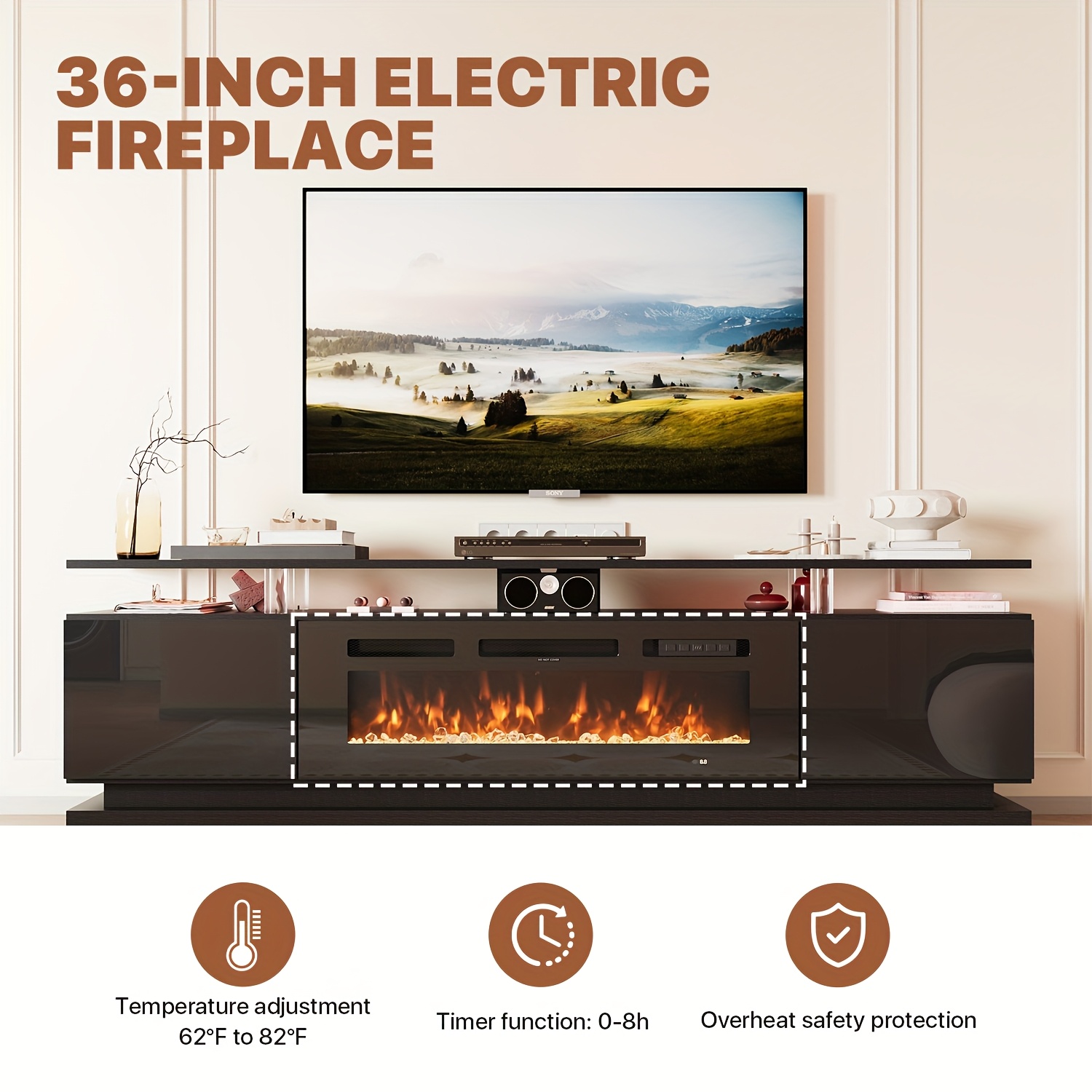 Fireplace TV Stand, 36