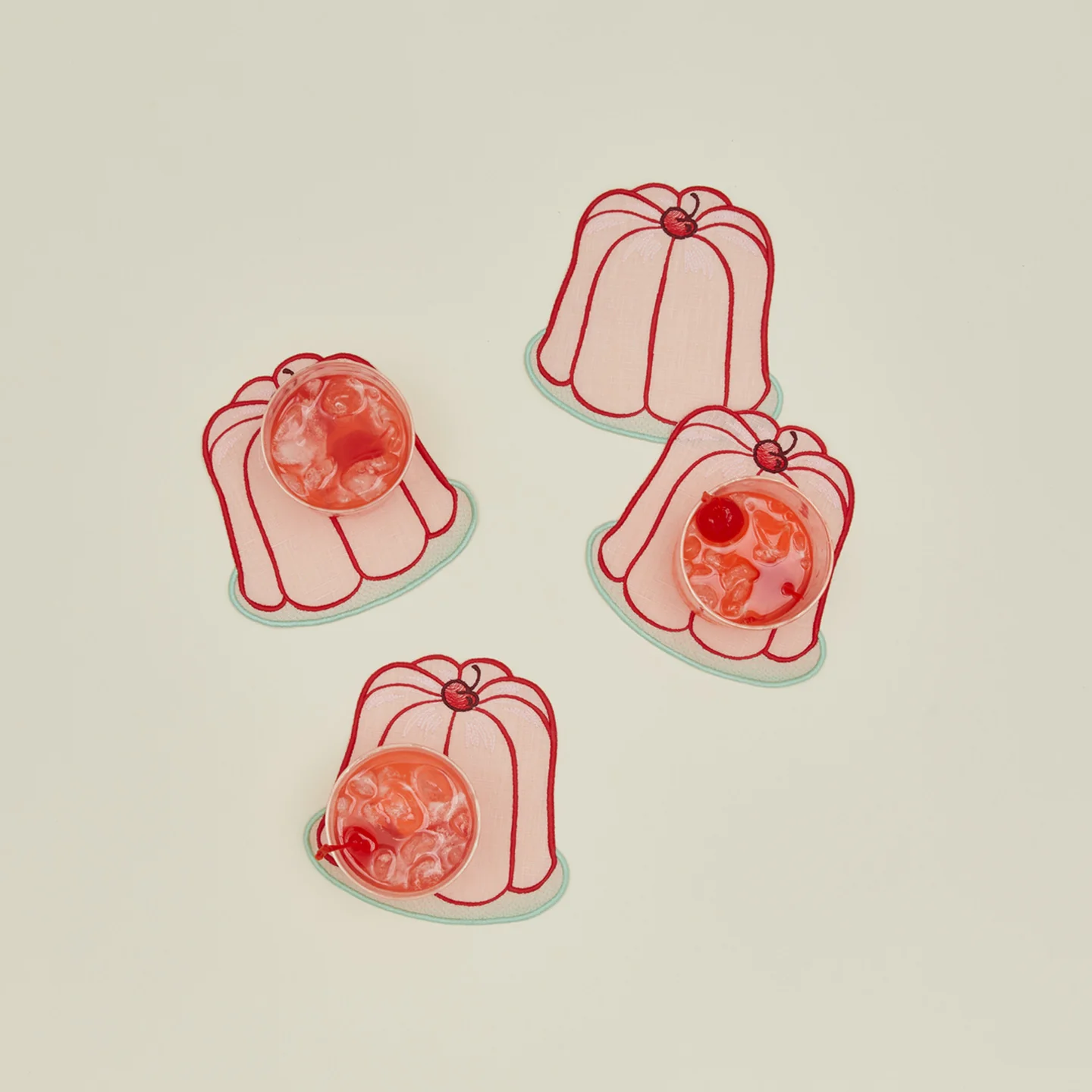 Jello Mold Cocktail Napkins, Set of 4