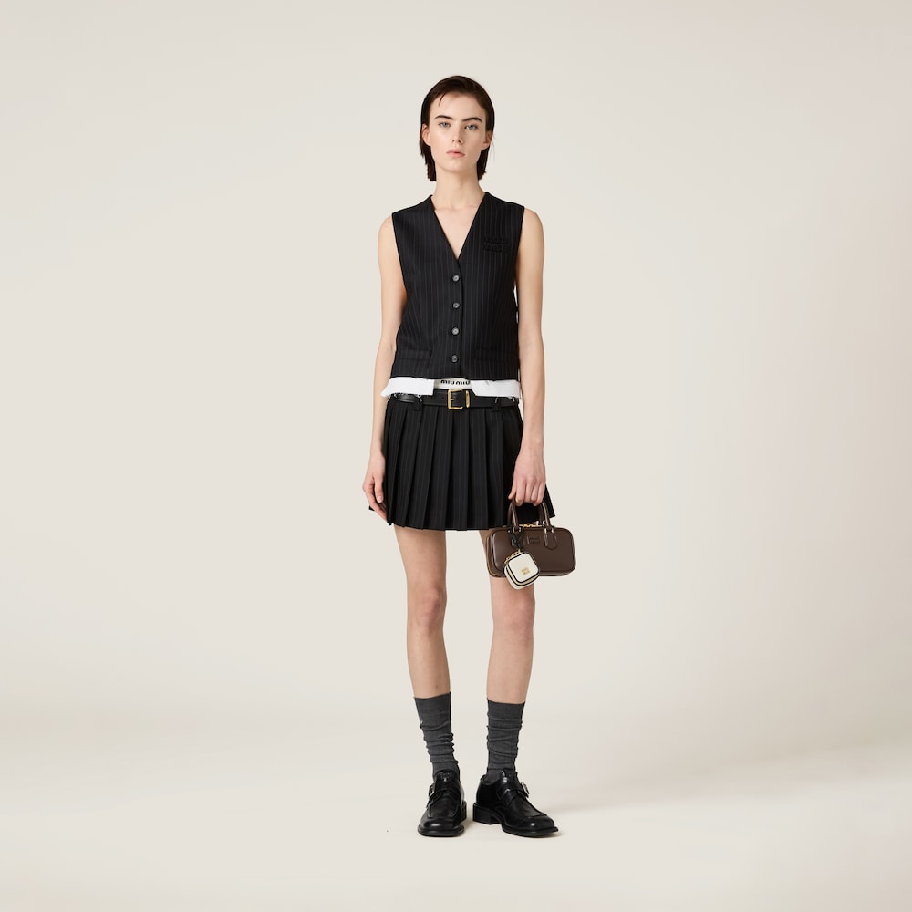 Pleated pinstripe miniskirt