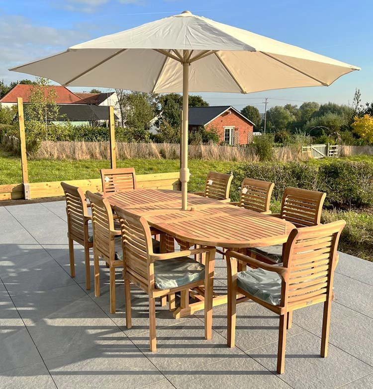 Teak Garden Furniture Set 180 cm Maximus Round Table.