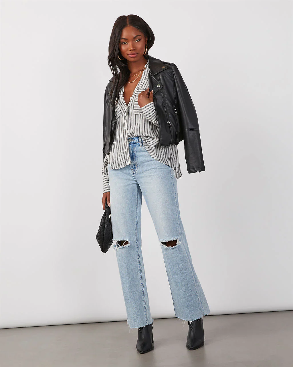 Aldan Striped Button Down Top