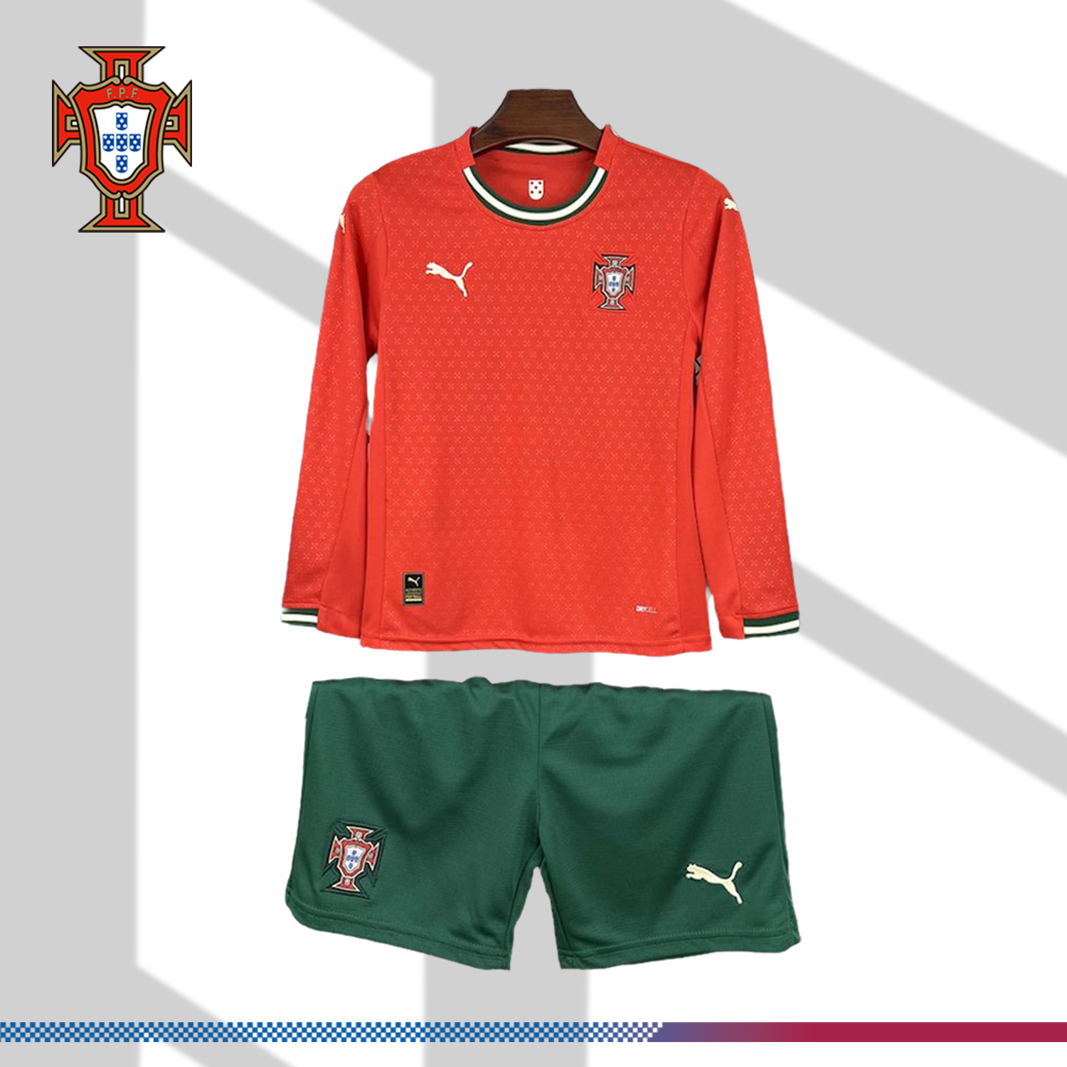 2025/2026 Portugal Home Kids Long Sleeve Football Shirt (Kids Kit socks)