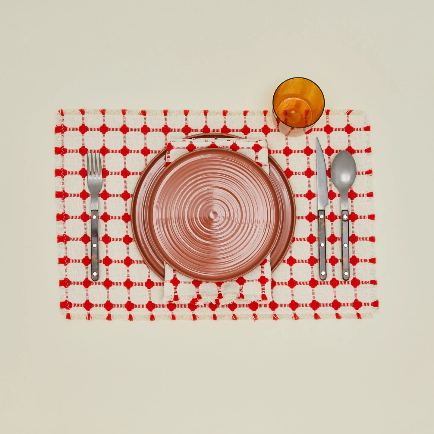 Wicker Fringed Placemat, Set of 4 - Cherry