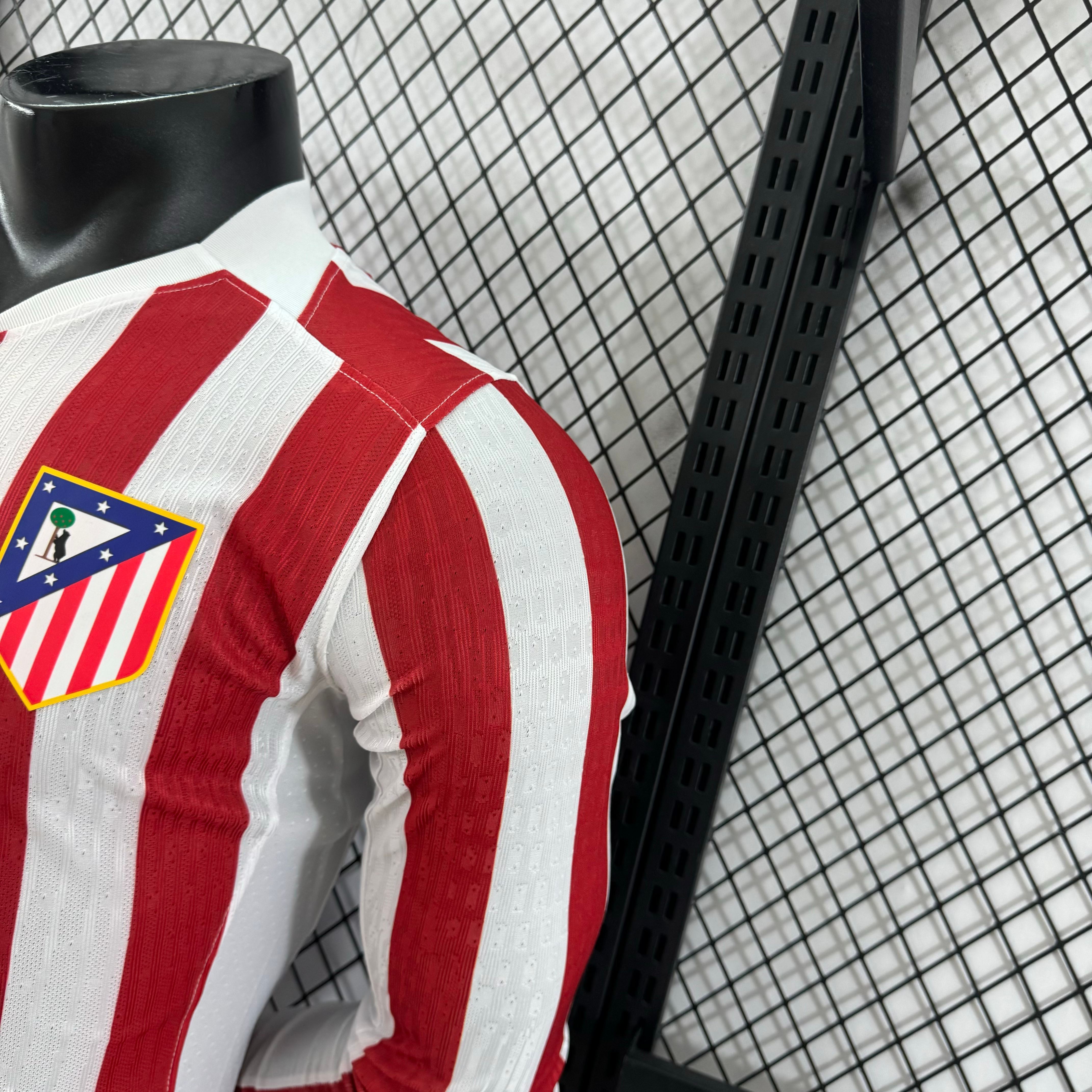 2025/2026 Atletico Madrid Home Long Sleeved Football Shirt (Player Edition)