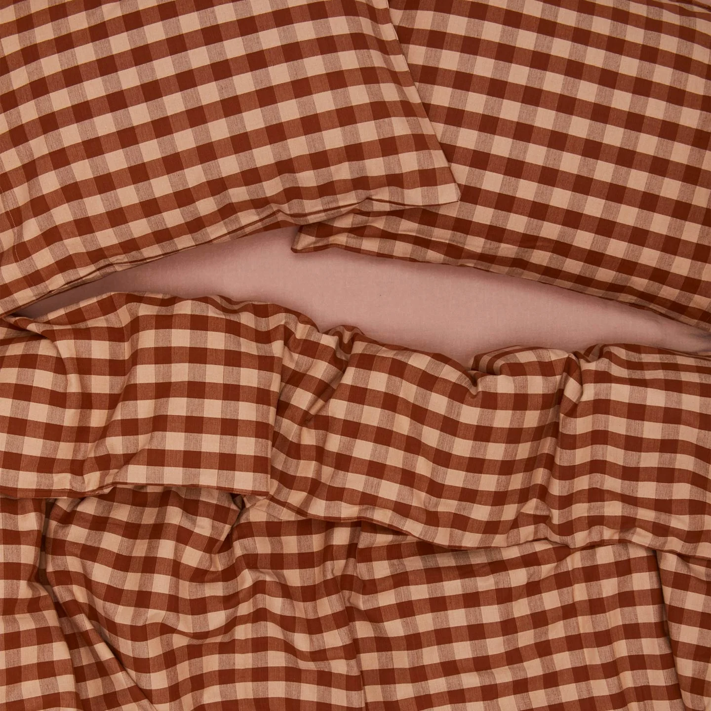 Essential Gingham Duvet - Blush/Terracotta