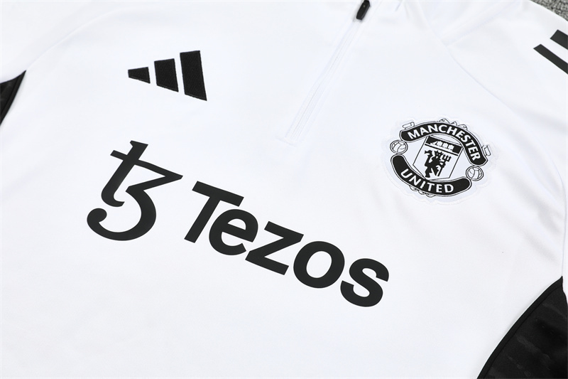 25/26 Manchester United White paired with purpleHalf Zip Training Kit (Adult Kids Kit)