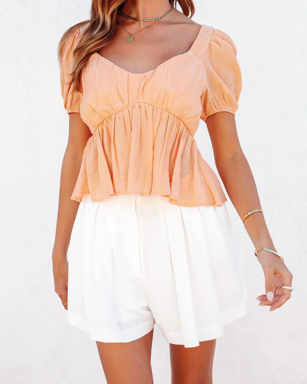 Cataleya Puff Sleeve Peplum Top