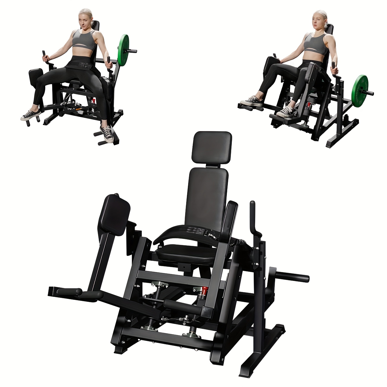 1 3D hip abductor| Features hip thrust function, adjustable incline, 2 starting positions, thickened thigh pad, 600LBS weight capacity, carbon steel material