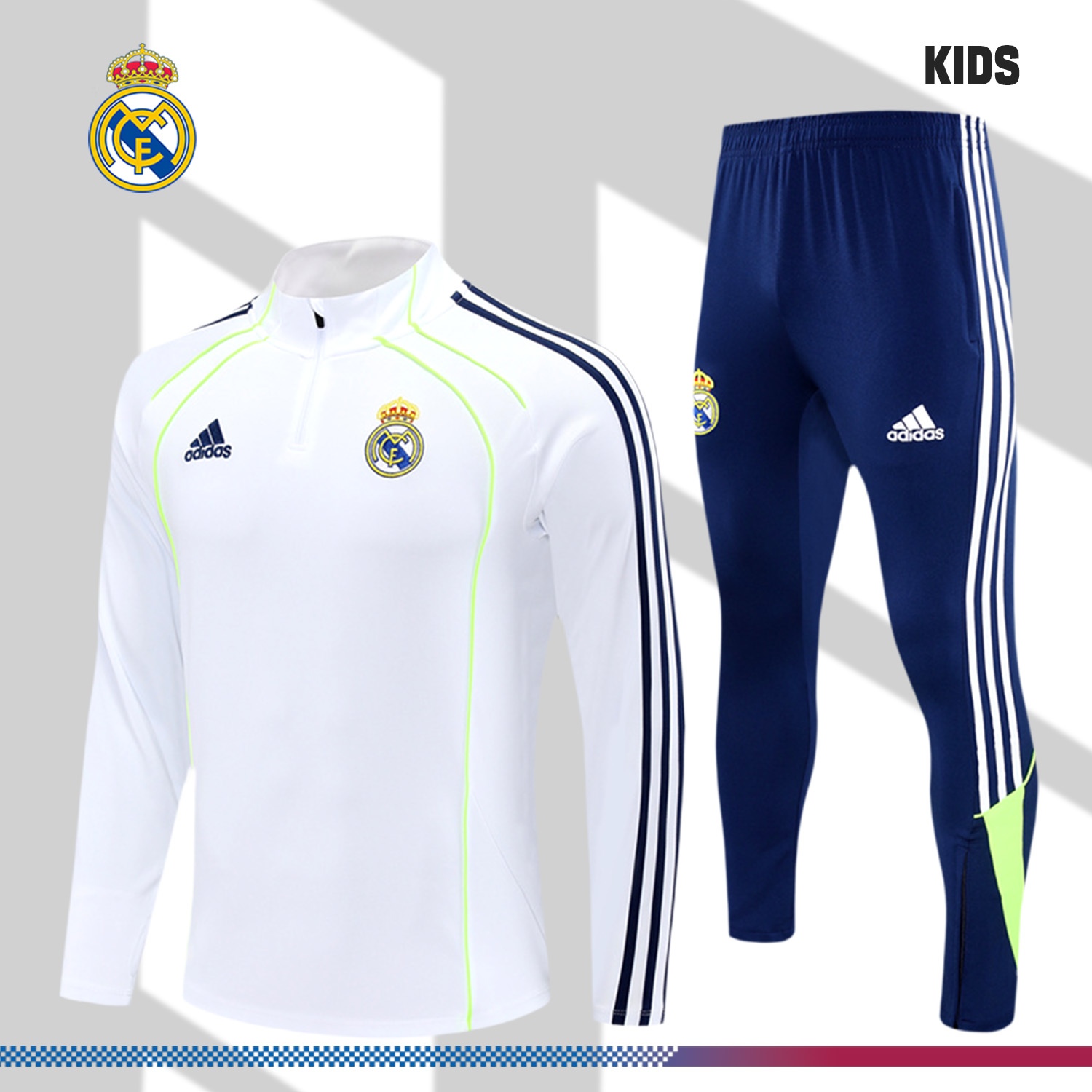 2025/2026 Real Madrid Kids Half Zip Training Kit (Kids Kit)