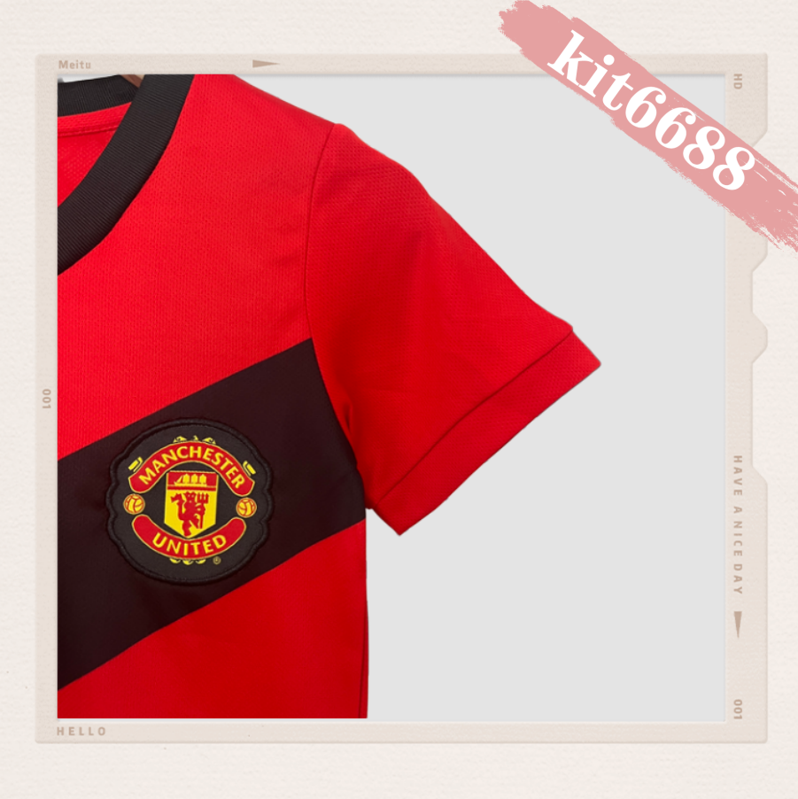 09/10 Manchester United home ground Retro Football Soccer Kids Kit
