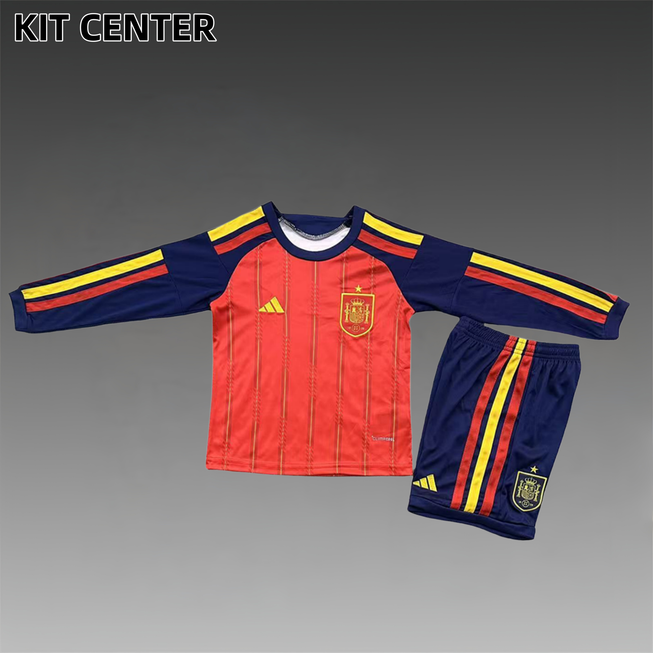 2026 Spain Home long sleeves Football Shirt (Kids Kit socks)