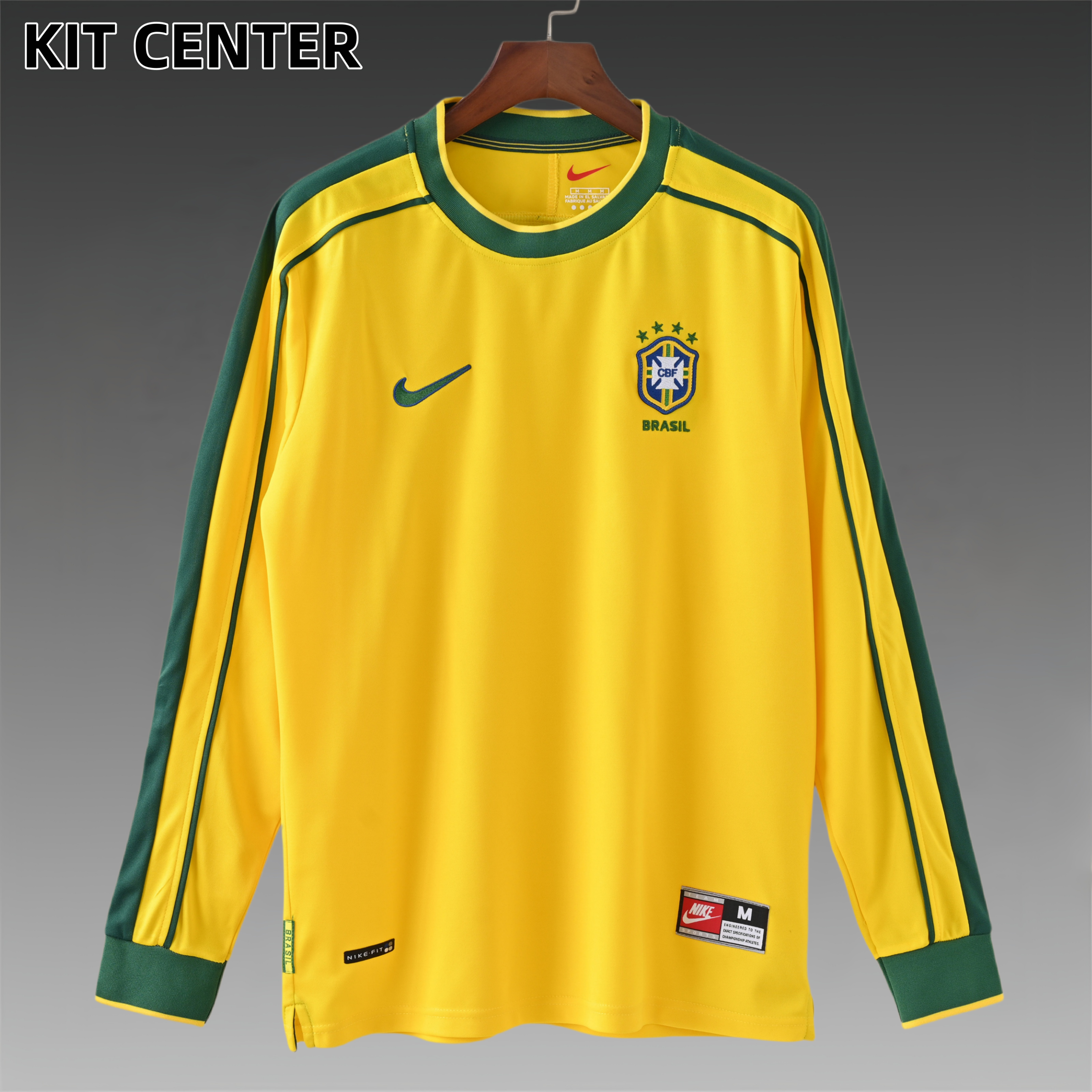 1998 Brazil home Retro Long-Sleeved Football Shirt (Fan Edition)
