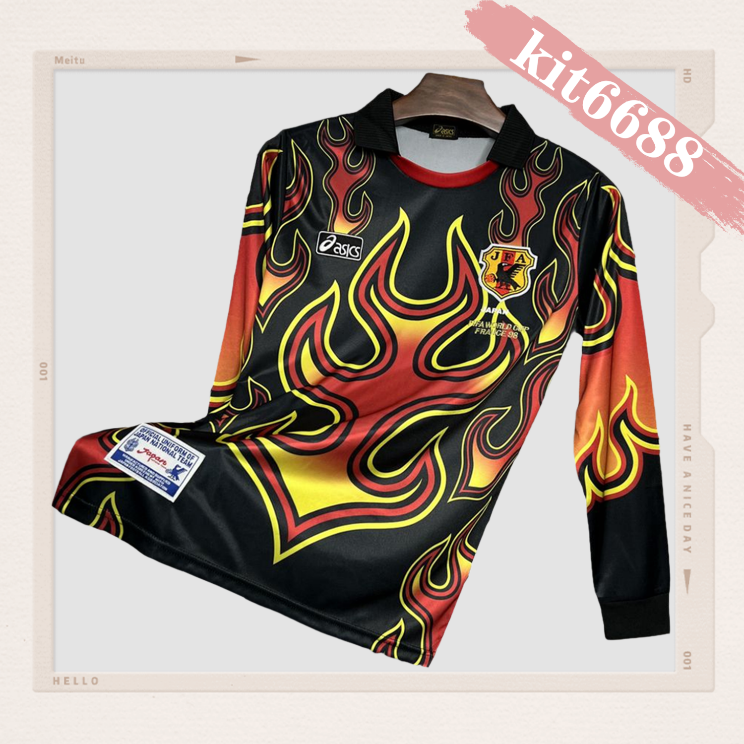 1998 Japan Goalkeeper Flame Retro Long Sleeve Football Shirt (Fan Edition)
