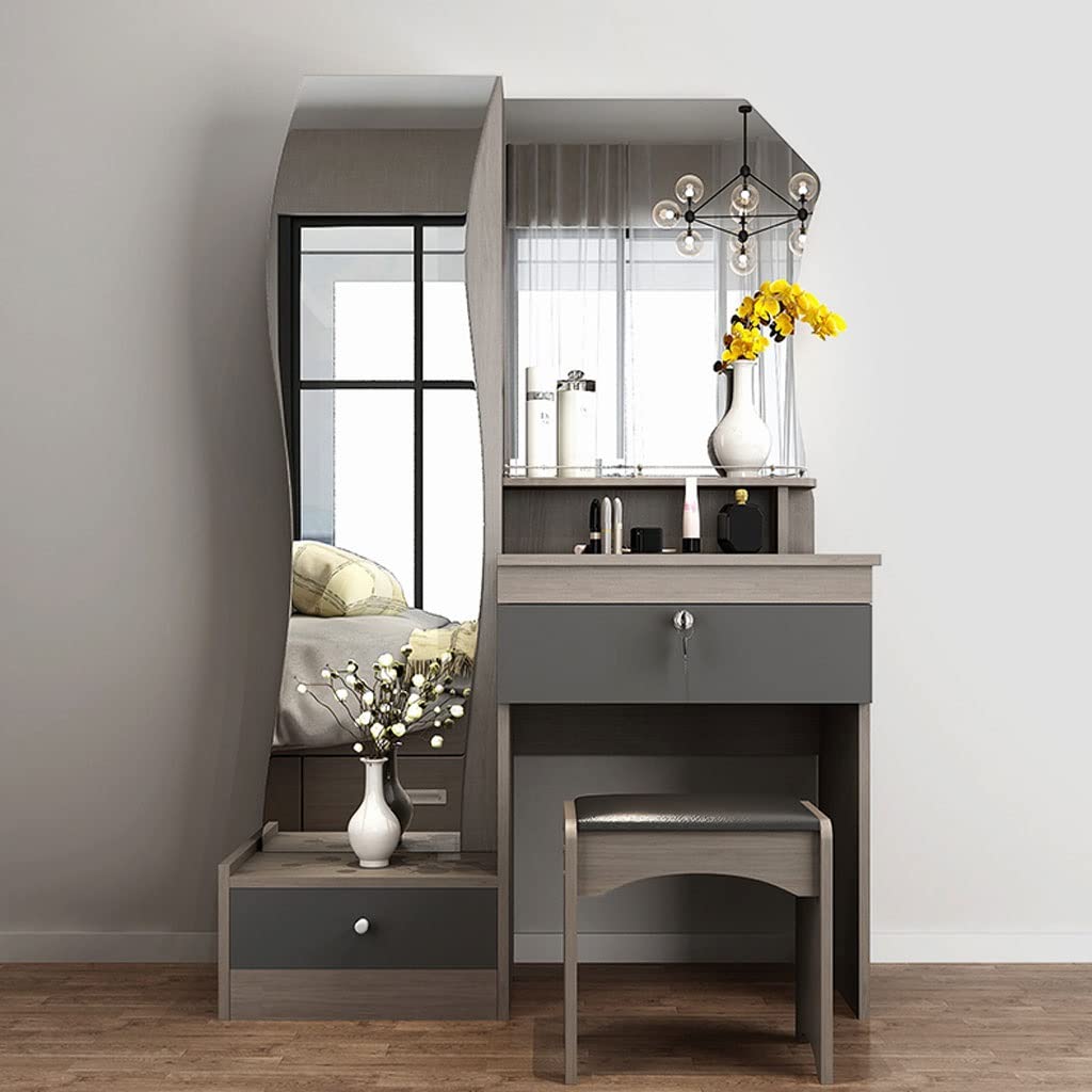 Bedroom Table Vanity Table Set Bedroom Storage Dresser Modern Women's Full-length Mirror