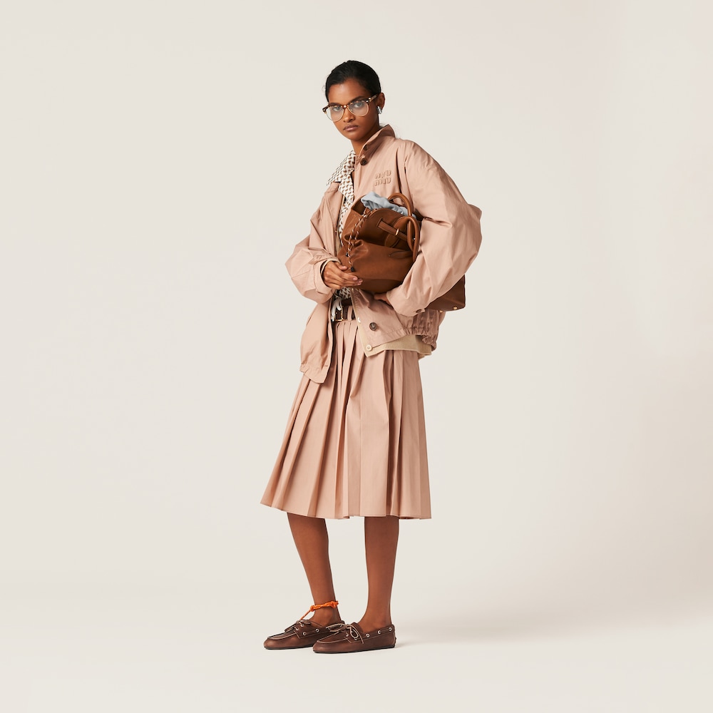 Pleated poplin skirt