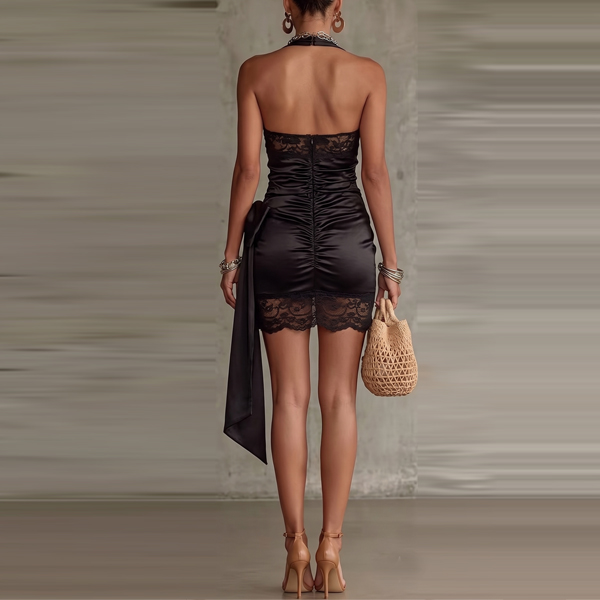 KANTEN INZETSTUKKEN BODYCON MINI-JURK
