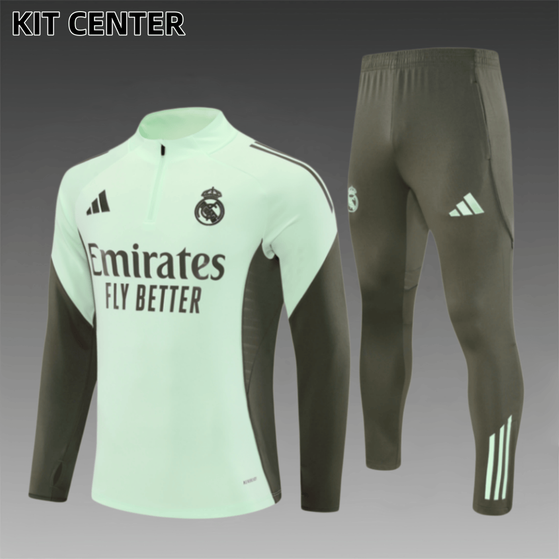 25/26 Real Madrid light green Half Zip Training Kit (Adult Kids Kit)