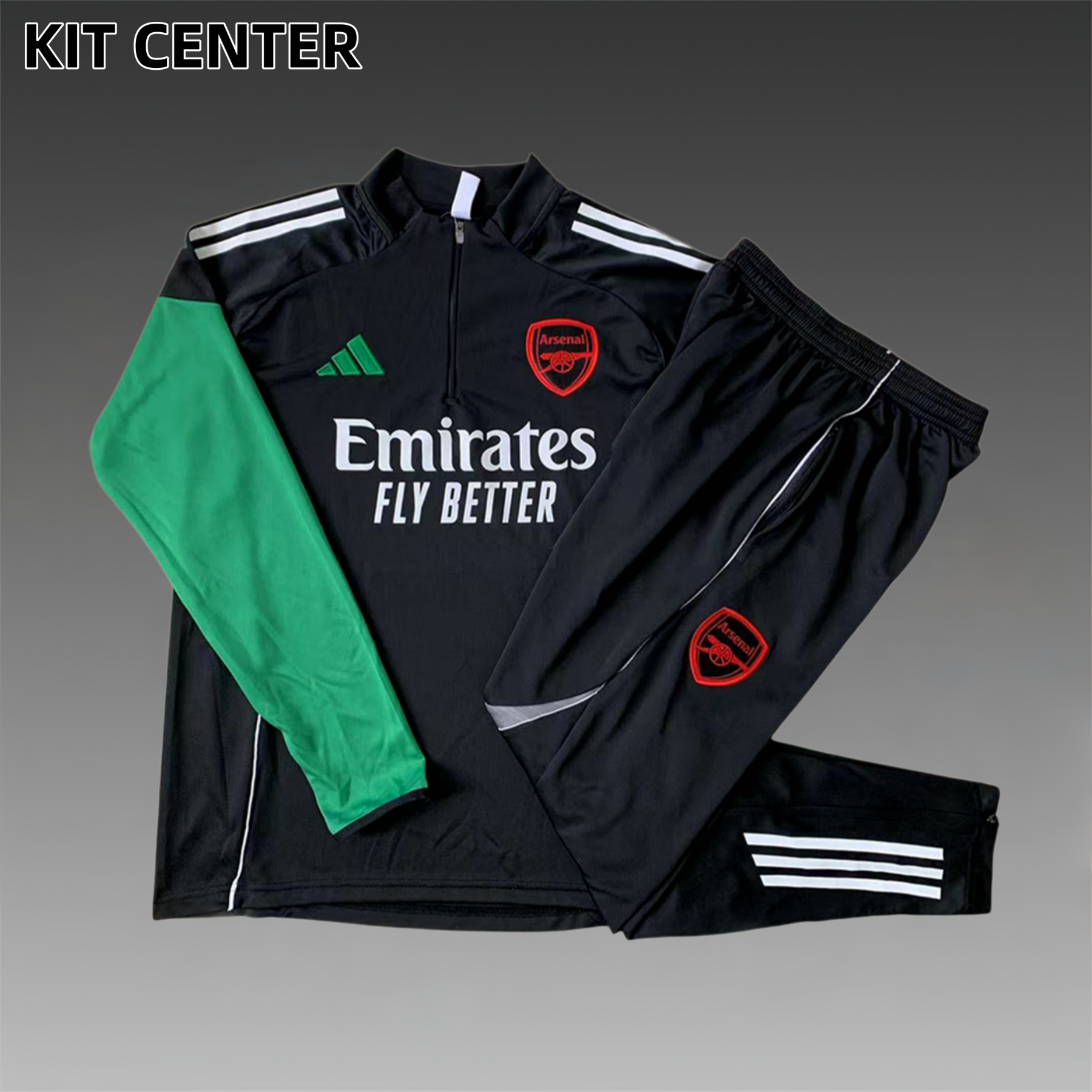 2025/2026 Arsenal Black Kids Half Zip Training Clothes (Kids Kit)
