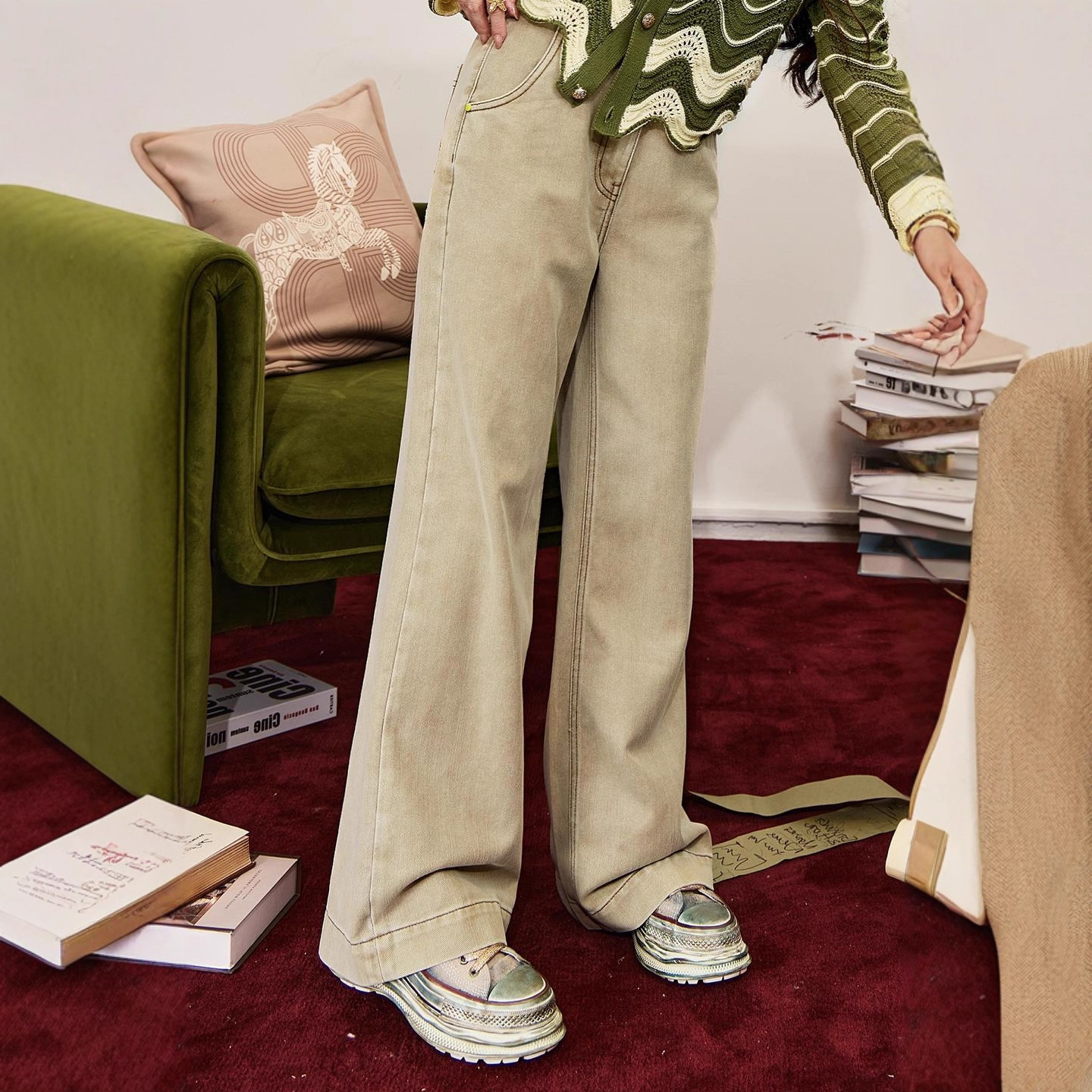 Vintage High-Waist Wide-Leg Pants