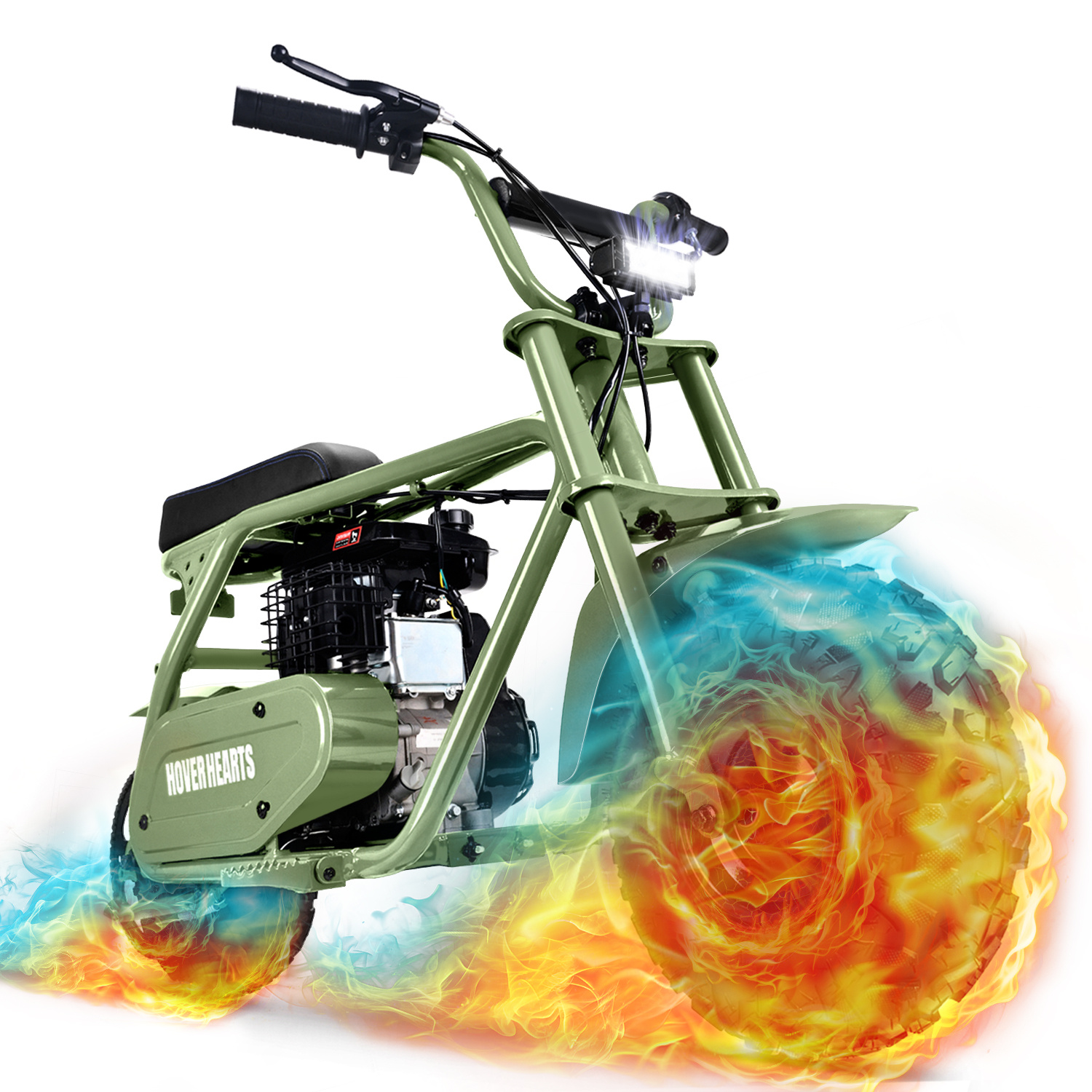 Gasoline mountain bike, 99cc four-stroke gasoline-powered off-road motorcycle (model-MB001) equipped with LED lights, disc brakes, maximum load capacity of 200 pounds, top speed of 34.5 kilometers per hour, no need for hybrid power