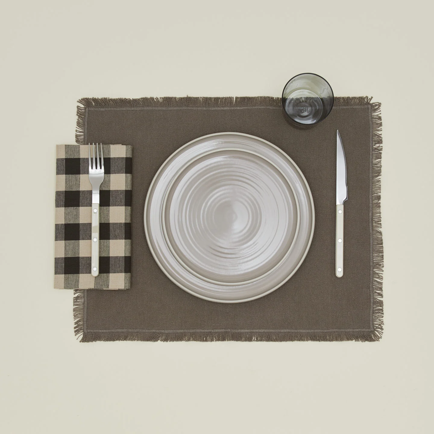 Essential Gingham Dinner Napkin, Set of 4 - Light Grey/Black