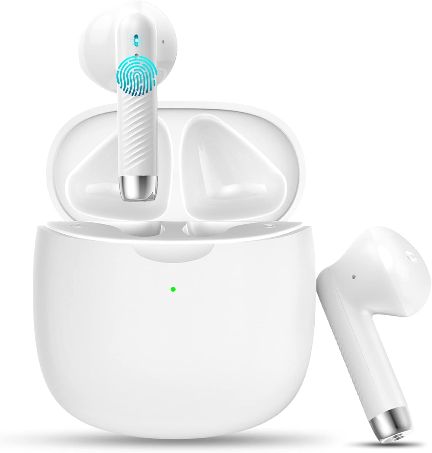 Jxrev True Wireless Earbuds, Bluetooth 5.4 Earphones with 4 Noise Cancelling Mics, Stereo Deep Bass, IP7 Waterproof, 32H Playtime USB-C Charging, Compatible with iOS & Android