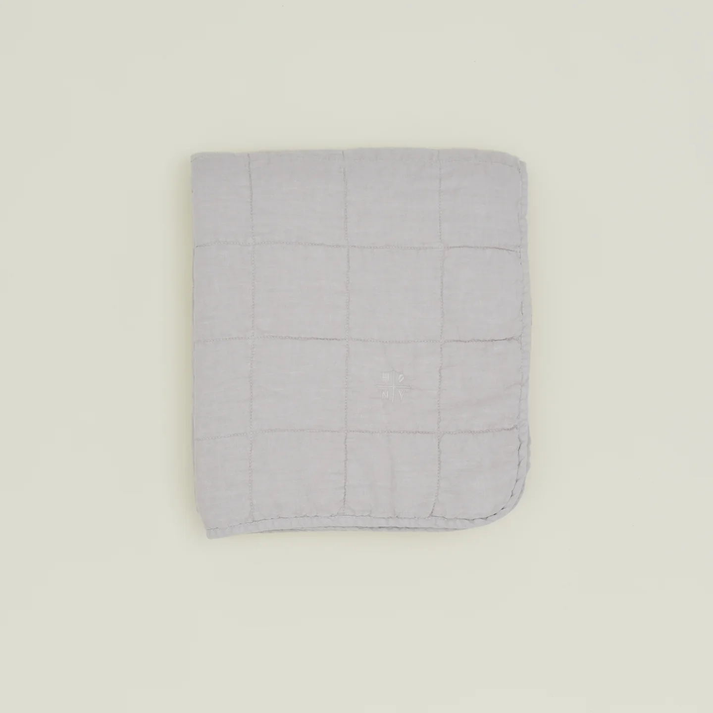 Simple Linen Quilted Throw - Light Grey