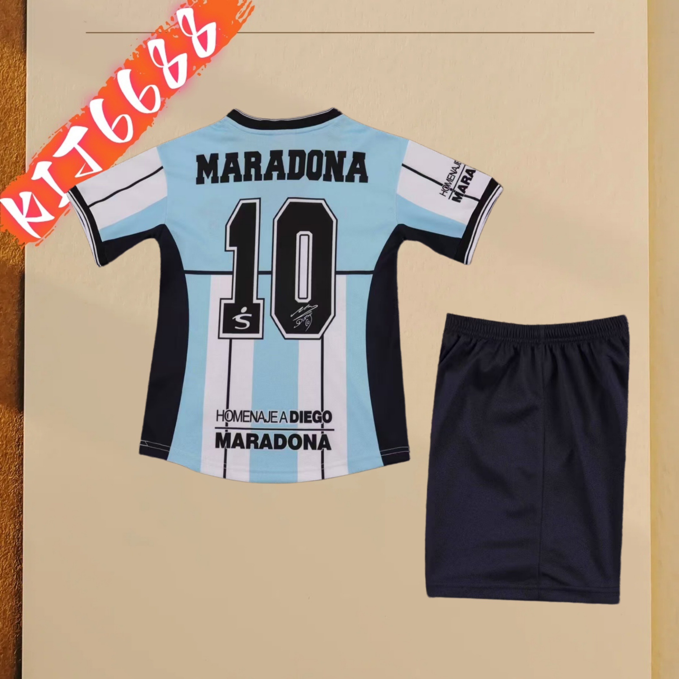 2001 Argentin Maradona Commemorative Edition Retro Football Shirt ( Kids Kit )