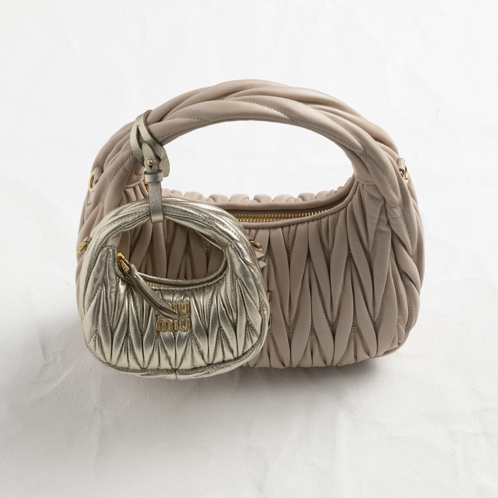 Wander matelassé nappa leather micro hobo bag