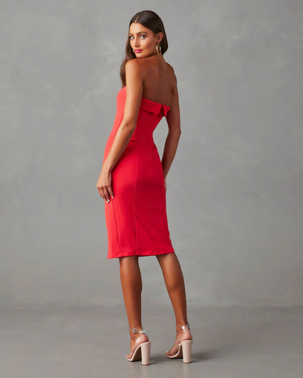 All Or Nothing Strapless Midi Dress
