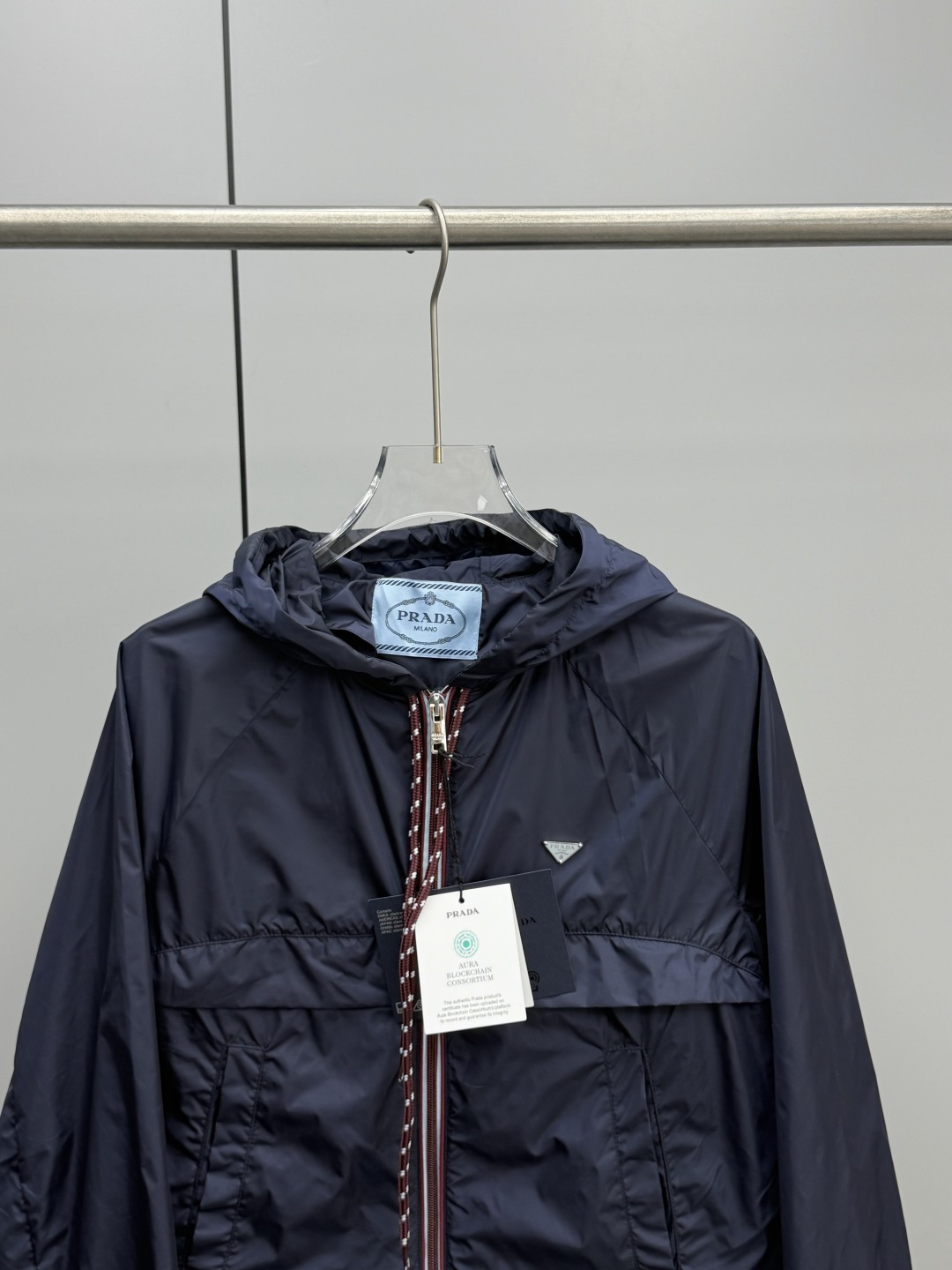 Prada 2026 Autumn Winter Women's Jackets Polyester Hooded Tassel Zipper Casual Slim Woman's Coats PDDFWJ26001