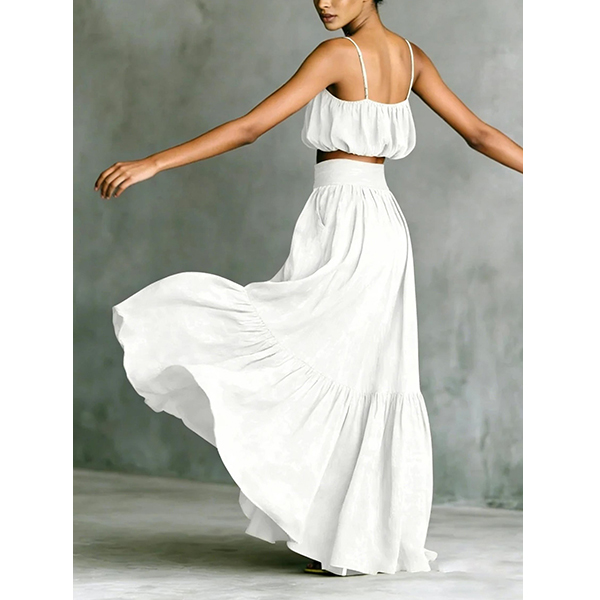 CROP CAMI-TOP EN MAXI-ROK TWEEDELIGE SET