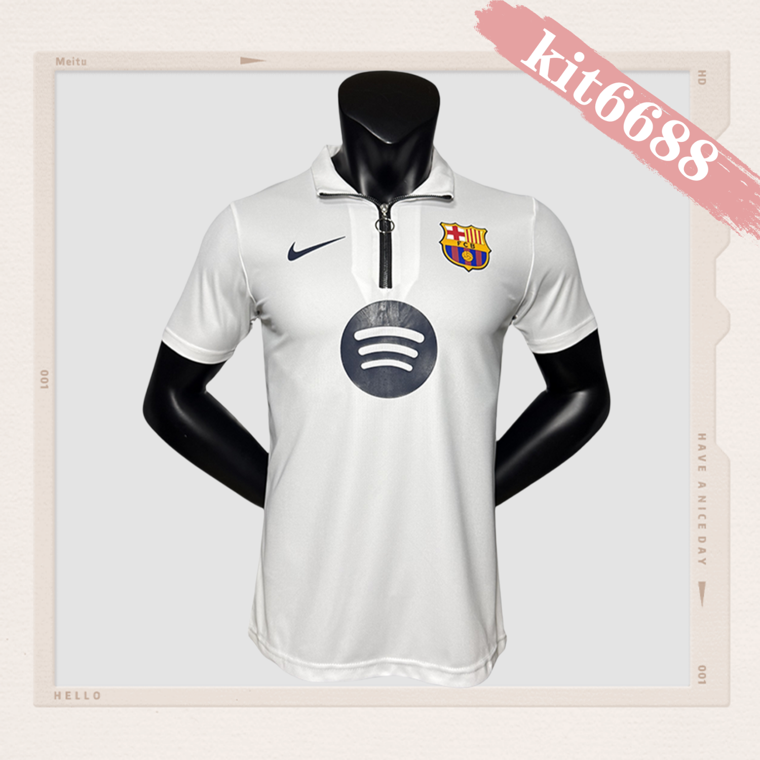 2025/2026 Barcelona White Half-zip Special Edition Football Jersey (Player Edition)