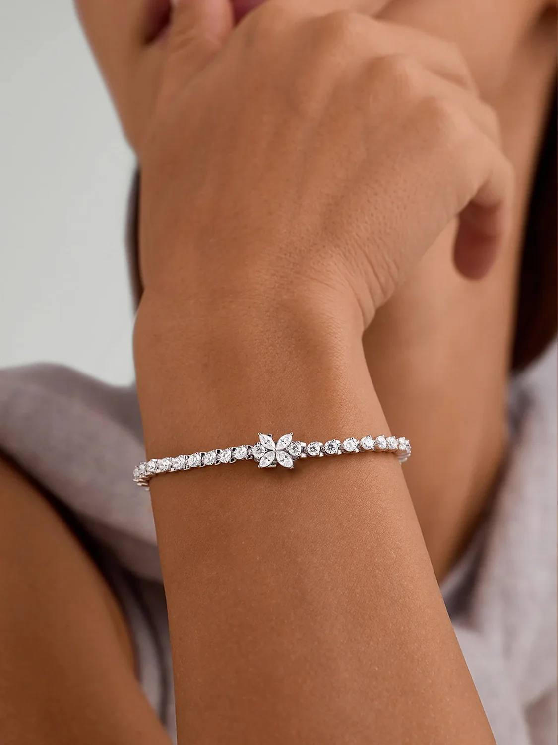 Moissanite Tennis Bracelet With Marquise Sapphire