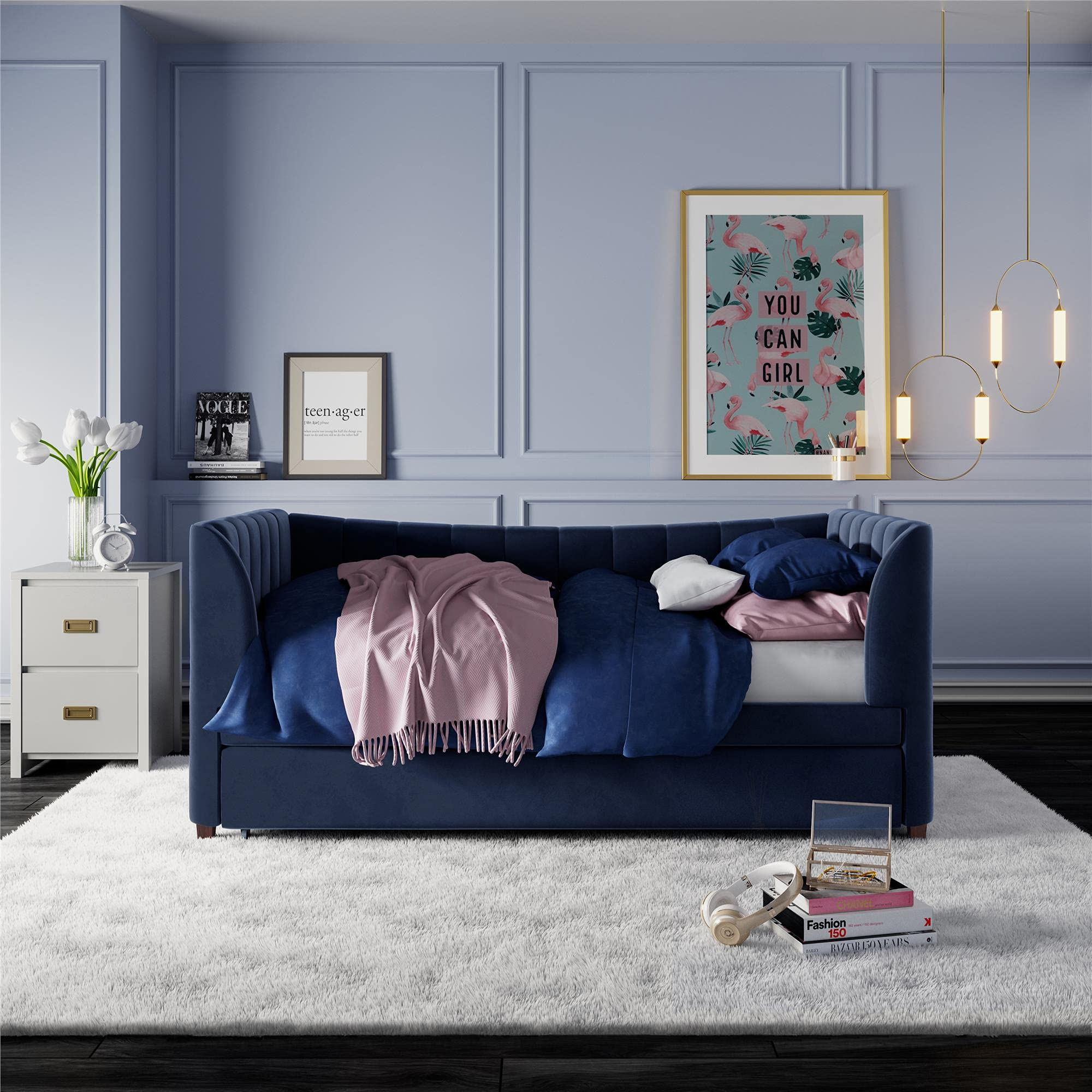 Valentina Upholstered Daybed with Trundle, Twin